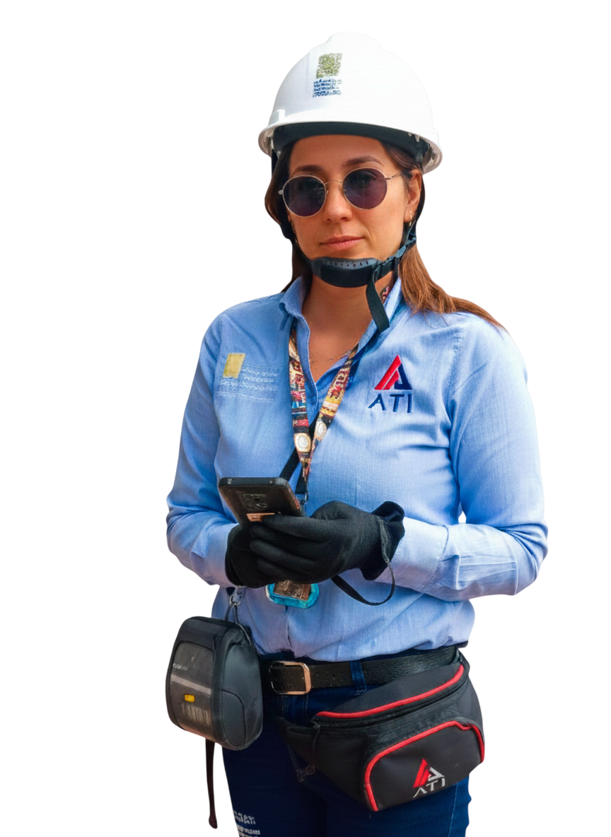 Trabajadora en campo con tablet